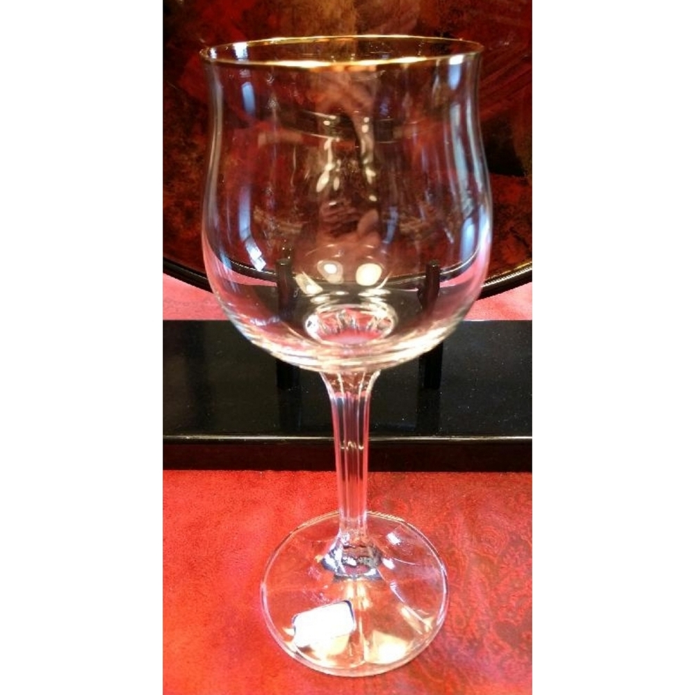Crystalex-Bohemia Crystal Gold Rim Wine Glasses-4 - Picture 2 of 3